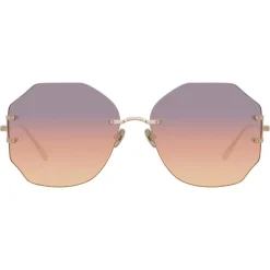 Linda Farrow - Lisette Oversized Sunglasses in Light Gold - LFL1314C3SUN - Linda Farrow Eyewear - Avvenice