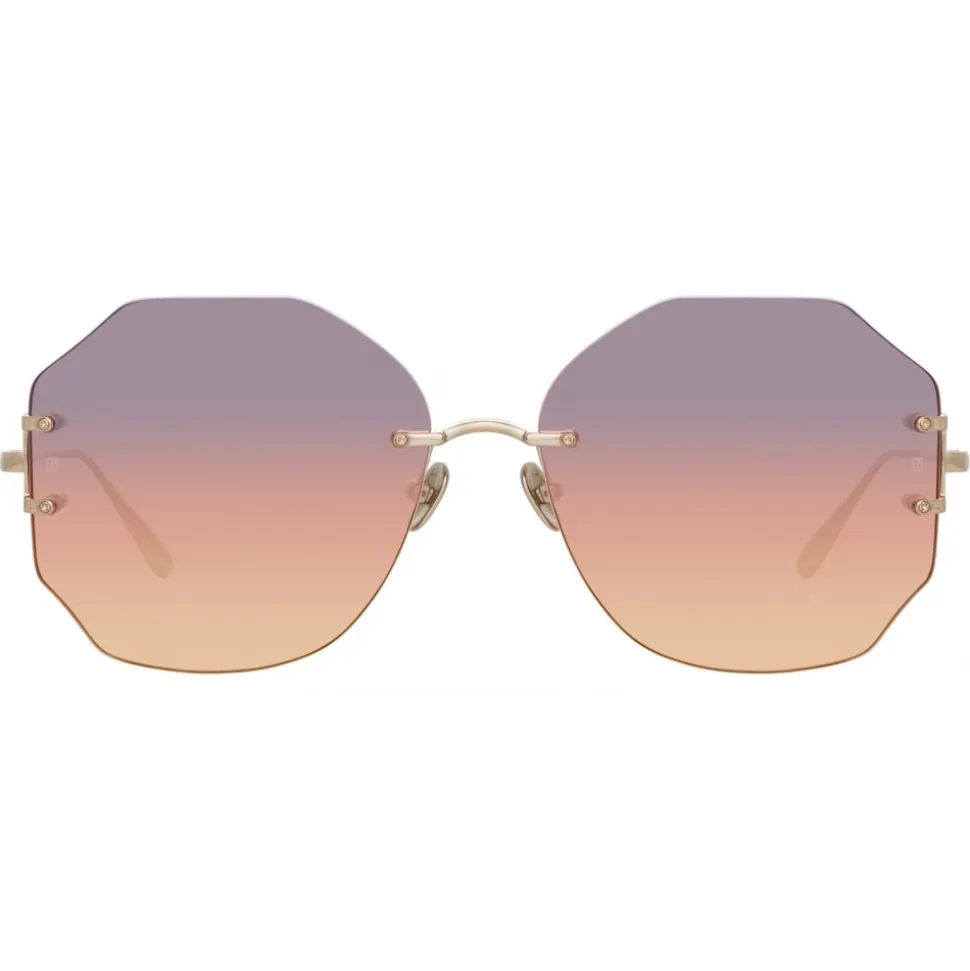 Linda Farrow - Lisette Oversized Sunglasses in Light Gold - LFL1314C3SUN - Linda Farrow Eyewear - Avvenice