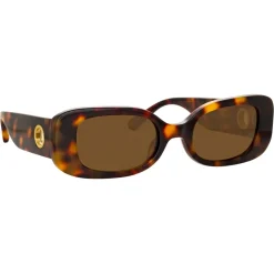 Linda Farrow - Lola Rectangular Sunglasses in Tortoiseshell - LFL1117C2SUN - Linda Farrow Eyewear - Avvenice