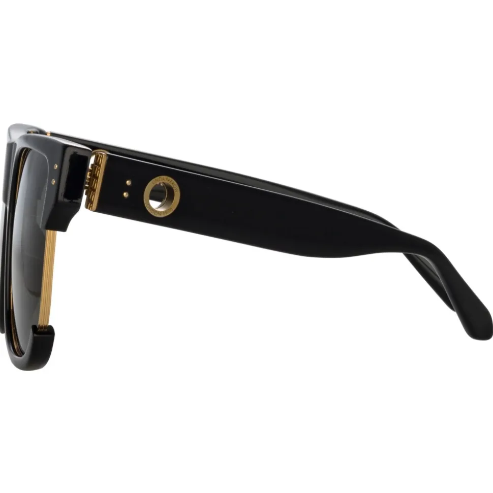 Linda Farrow - Lomas D-Frame Sunglasses in Black - LFL1438C1SUN - Linda Farrow Eyewear - Avvenice