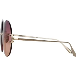 Linda Farrow - Lotus Round Sunglasses in Light Gold - LFL1315C3SUN - Linda Farrow Eyewear - Avvenice