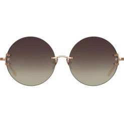 Linda Farrow - Lotus Round Sunglasses in Rose Gold - LFL1315C2SUN - Linda Farrow Eyewear - Avvenice