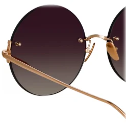 Linda Farrow - Lotus Round Sunglasses in Rose Gold - LFL1315C2SUN - Linda Farrow Eyewear - Avvenice