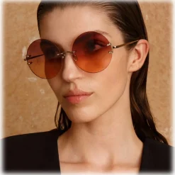 Linda Farrow - Lotus Round Sunglasses in Rose Gold - LFL1315C2SUN - Linda Farrow Eyewear - Avvenice