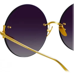 Linda Farrow - Lotus Round Sunglasses in Yellow Gold - LFL1315C1SUN - Linda Farrow Eyewear - Avvenice