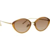 Linda Farrow - Lucy Cat Eye Sunglasses in Tobacco - LFL1086C3SUN - Linda Farrow Eyewear - Avvenice