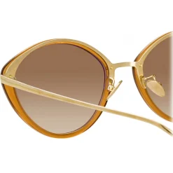 Linda Farrow - Lucy Cat Eye Sunglasses in Tobacco - LFL1086C3SUN - Linda Farrow Eyewear - Avvenice