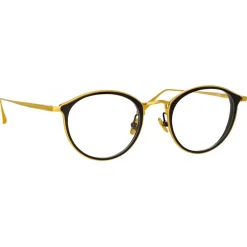 Linda Farrow - Luis Oval Optical Glasses in Yellow Gold Black - LFL1224C1OPT - Linda Farrow Eyewear - Avvenice