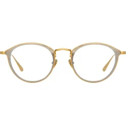 Linda Farrow - Luis Oval Optical Glasses in Yellow Gold White Gold - LFL1224C4OPT - Linda Farrow Eyewear - Avvenice