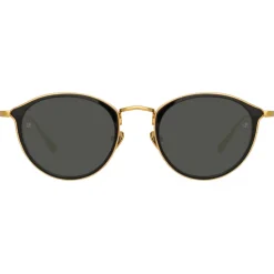 Linda Farrow - Luis Oval Sunglasses in Yellow Gold Black - LFL1224C5SUN - Linda Farrow Eyewear - Avvenice