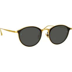 Linda Farrow - Luis Oval Sunglasses in Yellow Gold Black - LFL1224C5SUN - Linda Farrow Eyewear - Avvenice