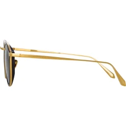 Linda Farrow - Luis Oval Sunglasses in Yellow Gold Black - LFL1224C5SUN - Linda Farrow Eyewear - Avvenice
