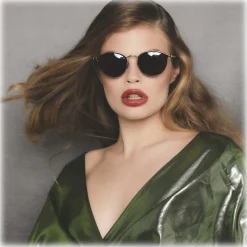 Linda Farrow - Luis Oval Sunglasses in Yellow Gold Black - LFL1224C5SUN - Linda Farrow Eyewear - Avvenice