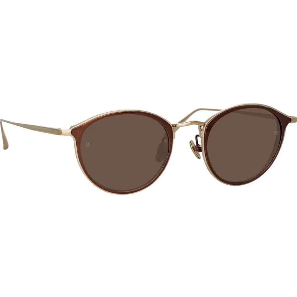 Linda Farrow - Luis Oval Sunglasses in Light Gold Brown - LFL1224C6SUN - Linda Farrow Eyewear - Avvenice