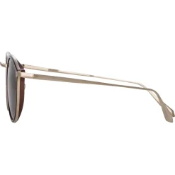Linda Farrow - Luis Oval Sunglasses in Light Gold Brown - LFL1224C6SUN - Linda Farrow Eyewear - Avvenice