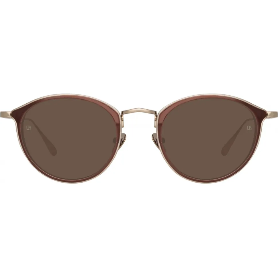 Linda Farrow - Luis Oval Sunglasses in Light Gold Brown - LFL1224C6SUN - Linda Farrow Eyewear - Avvenice