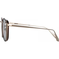Linda Farrow - Maco Squared Optical Glasses in Light Gold - LFL1220C3OPT - Linda Farrow Eyewear - Avvenice