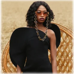 Linda Farrow - Madi Oversized Sunglasses in Peach - LFL1257C3SUN - Linda Farrow Eyewear - Avvenice