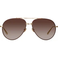 Linda Farrow - Marcelo Aviator Sunglasses in Brown - LFL1421C2SUN - Linda Farrow Eyewear - Avvenice