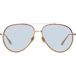 Linda Farrow - Marcelo Aviator Sunglasses in Red - LFL1421C4SUN - Linda Farrow Eyewear - Avvenice
