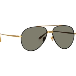 Linda Farrow - Marcelo Aviator Sunglasses in Black Yellow Gold - LFL1421C1SUN - Linda Farrow Eyewear - Avvenice