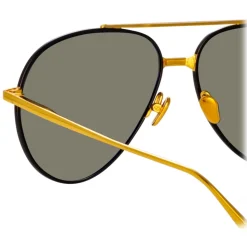 Linda Farrow - Marcelo Aviator Sunglasses in Black Yellow Gold - LFL1421C1SUN - Linda Farrow Eyewear - Avvenice