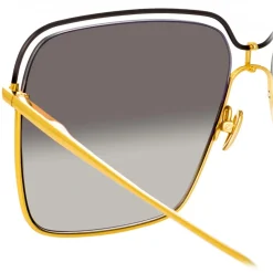 Linda Farrow - Marcia Square Sunglasses in Yellow Gold - LFL1310C2SUN - Linda Farrow Eyewear - Avvenice