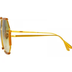 Linda Farrow - Margot Hexagon Sunglasses in Honey - LFL1308C5SUN - Linda Farrow Eyewear - Avvenice