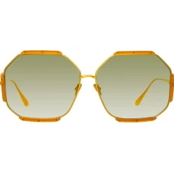 Linda Farrow - Margot Hexagon Sunglasses in Honey - LFL1308C5SUN - Linda Farrow Eyewear - Avvenice