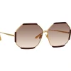 Linda Farrow - Margot Hexagon Sunglasses in Brown - LFL1308C4SUN - Linda Farrow Eyewear - Avvenice