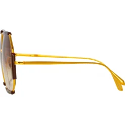 Linda Farrow - Margot Hexagon Sunglasses in Brown - LFL1308C4SUN - Linda Farrow Eyewear - Avvenice