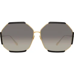 Linda Farrow - Margot Hexagon Sunglasses in Black - LFL1308C1SUN - Linda Farrow Eyewear - Avvenice