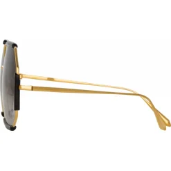 Linda Farrow - Margot Hexagon Sunglasses in Black - LFL1308C1SUN - Linda Farrow Eyewear - Avvenice