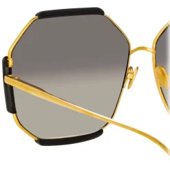 Linda Farrow - Margot Hexagon Sunglasses in Black - LFL1308C1SUN - Linda Farrow Eyewear - Avvenice
