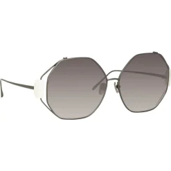 Linda Farrow - Marie Oversized Sunglasses in Nickel - LFL1089C2SUN - Linda Farrow Eyewear - Avvenice