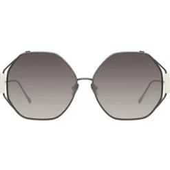 Linda Farrow - Marie Oversized Sunglasses in Nickel - LFL1089C2SUN - Linda Farrow Eyewear - Avvenice