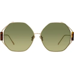 Linda Farrow - Marie Oversized Sunglasses in Light Gold Grey - LFL1089C3SUN - Linda Farrow Eyewear - Avvenice