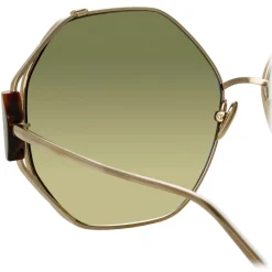 Linda Farrow - Marie Oversized Sunglasses in Light Gold Grey - LFL1089C3SUN - Linda Farrow Eyewear - Avvenice