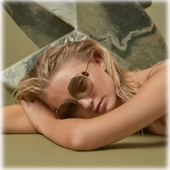 Linda Farrow - Marie Oversized Sunglasses in Light Gold Grey - LFL1089C3SUN - Linda Farrow Eyewear - Avvenice
