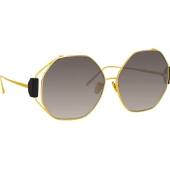 Linda Farrow - Marie Oversized Sunglasses in Yellow Gold Grey - LFL1089C1SUN - Linda Farrow Eyewear - Avvenice