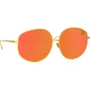 Linda Farrow - Marisa Oversized Sunglasses in Yellow Gold Red - LFL1056C8SUN - Linda Farrow Eyewear - Avvenice