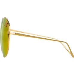Linda Farrow - Marisa Oversized Sunglasses in Yellow Gold Red - LFL1056C8SUN - Linda Farrow Eyewear - Avvenice