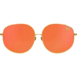 Linda Farrow - Marisa Oversized Sunglasses in Yellow Gold Red - LFL1056C8SUN - Linda Farrow Eyewear - Avvenice