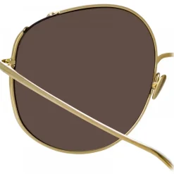 Linda Farrow - Marisa Oversized Sunglasses in Light Gold Blue - LFL1056C6SUN - Linda Farrow Eyewear - Avvenice