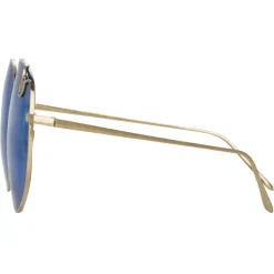 Linda Farrow - Marisa Oversized Sunglasses in Light Gold Blue - LFL1056C6SUN - Linda Farrow Eyewear - Avvenice