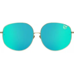 Linda Farrow - Marisa Oversized Sunglasses in Light Gold Blue - LFL1056C6SUN - Linda Farrow Eyewear - Avvenice