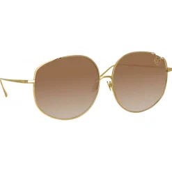 Linda Farrow - Marisa Oversized Sunglasses in Yellow Gold - LFL1056C1SUN - Linda Farrow Eyewear - Avvenice