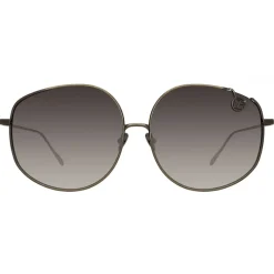 Linda Farrow - Marisa Oversized Sunglasses in Nickel - LFL1056C5SUN - Linda Farrow Eyewear - Avvenice