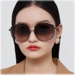 Linda Farrow - Marisa Oversized Sunglasses in Nickel - LFL1056C5SUN - Linda Farrow Eyewear - Avvenice