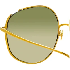 Linda Farrow - Marisa Oversized Sunglasses in Yellow Gold Green - LFL1056C2SUN - Linda Farrow Eyewear - Avvenice